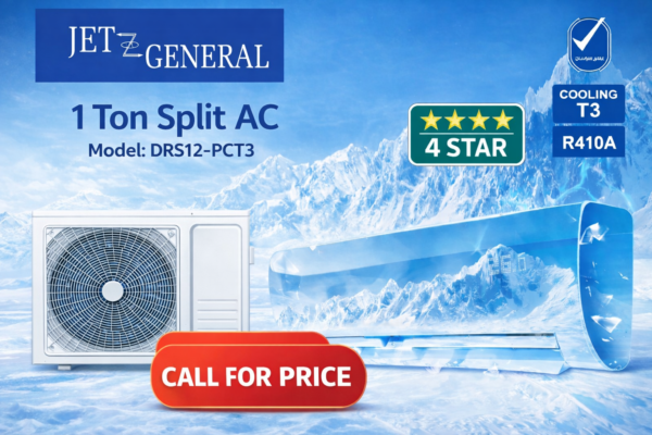 Jet General 1 Ton Split Air Conditioner – 12,000 BTU – 4 Star Energy Saving